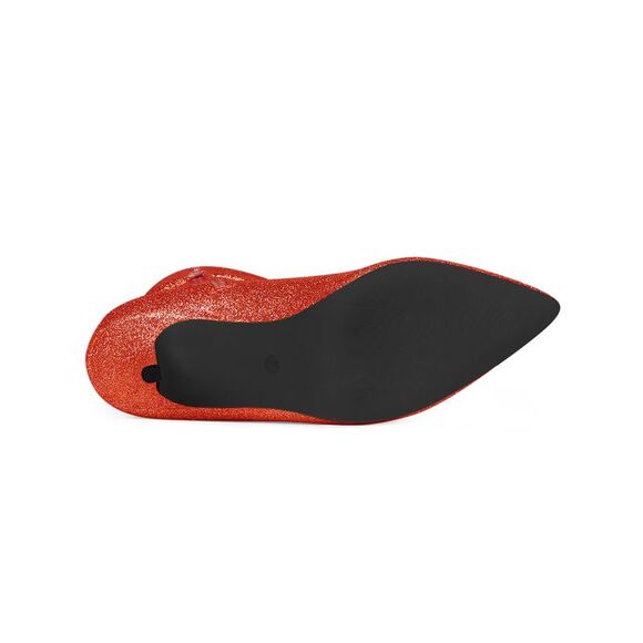 Women's Glitter Stiletto Heel Over The Knee High Red Boots - Picture 5 of 6